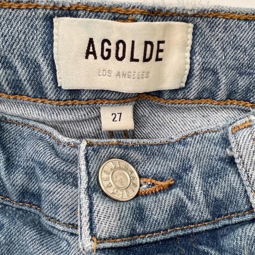 Agolde Jean Women 27 Riley High Rise Crop 26x25 Button Fly Organic Denim Core No - Picture 5 of 11
